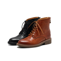 Bottines confortables en daim pour femmes, à lacets et fermeture éclair au dos, avec doublure en cuir véritable, respirantes et légères pour l'automne/hiver