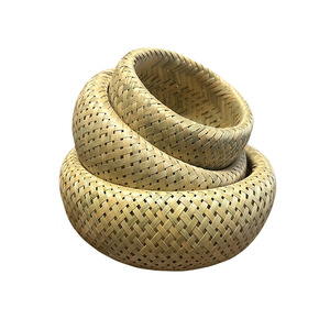 Cesta redonda tejida de bambú, contenedor de almacenamiento hecho a mano para sala de estar, decoración del hogar - Product Image 2