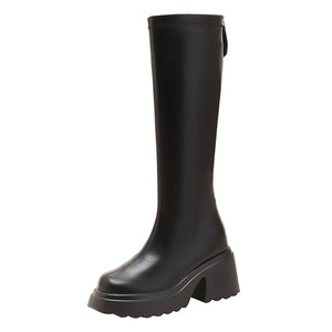 Bottes d'hiver noires à talons très hauts <span class=keywords><strong>pour</strong></span> femme, montantes jusqu'à la cuisse, <span class=keywords><strong>pour</strong></span> silhouettes fines et petites, avec semelle épaisse, rehaussement intégré, respirantes et chaudes - Product Image 5