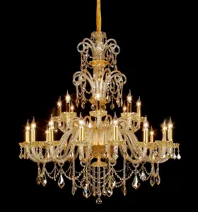 Hotel Luxus Wohnzimmer Pendel leuchte Hochzeits kerze hängen Licht groß Maria Theresa Gold Glanz Kristall K9 großen Kronleuchter