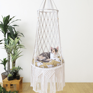 Macramé pour chat balançoire rempotage arrangement fait à la main tenture murale chat cage hamac suspendu rotin balançoire lit de <span class=keywords><strong>couchage</strong></span> - Product Image 1