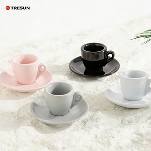 Ensemble de tasses et soucoupes à expresso en céramique de porcelaine de 50 ml, parois épaissies de 9 mm, résistant au micro-ondes et au lave-vaisselle - Product Image 4