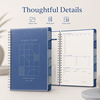 Carnet de planification académique personnalisé à spirale, couverture bleue givrée, sections à onglets pour l'étude, calendrier d'examen, personnalisation de marque, vente en gros