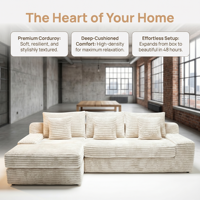 Sofá Cama Modular de Corduroy Directo de Fábrica para Sala de Estar, Combinación de Sofá Comprimido al Vacío en Caja para Interiores