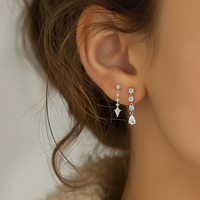 YML&Wholesale Boucles d'oreilles pendantes en argent S925 avec zircon, plaquées or, ensemble de boucles d'oreilles superposées, accessoires de bijoux en gros