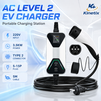 Nouveau câble de charge portable pour véhicule électrique Kinetix 3,5 kW 16 A, niveau 2, type 2, prise NEMA 5-15P, 220 V, 5 m, pour voiture électrique