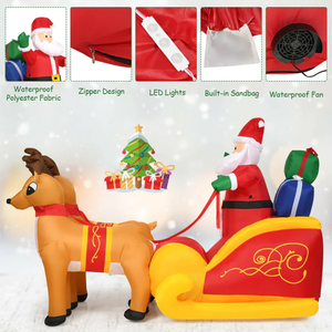 Construction gonflable de Noël en traîneau <span class=keywords><strong>du</strong></span> père Noël léger à led avec décoration extérieure de deux jardins de <span class=keywords><strong>rennes</strong></span> - Product Image 4