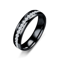 Bague en acier inoxydable plaqué or 18 carats PVD, largeur 6 mm, anti-ternissement, avec zircon, bijoux tendance pour femme