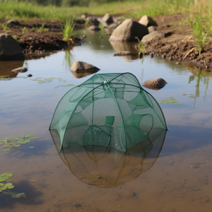 Filet de pêche portable en polyéthylène vert multifilament pour la capture de crevettes et de crabes - Product Image 2