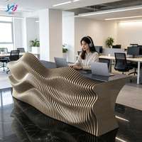 Bureau de réception moderne en bois massif personnalisé, forme créative, écologique, durable, pour usage commercial, bureau, appartement, salon