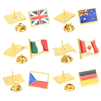 Broche drapeau National inspiré pour les états-unis russie Canada émail métal épinglettes personnalisé plaqué or alliage de fer pour la publicité
