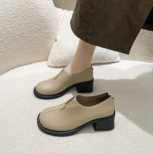 Chaussures plates à talon moyen et bout rond, style rétro, nouvelle collection automne, chaussures de travail professionnelles à semelle souple pour femmes - Product Image 5