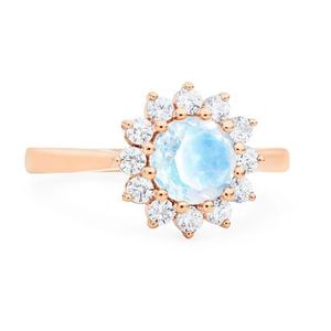 Wholesale 925 Sterling <b>Silver</b> Jewelry Rose Gold Plated Morganite With Natural Moonstone Engagement <b>Ring</b> <b>Set</b> - Product Image 6