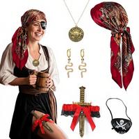 Foulard vintage à motif cachemire, accessoires de costume, bandana en satin, turban, collier à pièces, lunettes de soleil, bague en or, bandeau large à nœud