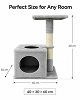 Arbre à chat moderne multi-niveaux en velours avec poteaux en sisal, design écologique et durable, structure d'escalade en peluche pour jeu et repos en intérieur, emballage carton