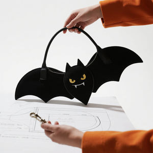 Sac Ita personnalisé en forme de chauve-souris gothique design avec fenêtre transparente sac à dos Ita personnalisé en forme de chauve-souris - Product Image 3