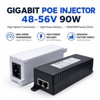 Inyector PoE Mini de Escritorio de 48-56v 90W 100/1000Mbps con Aislamiento de Puerto VLAN, Inyector PoE Inverso de Red