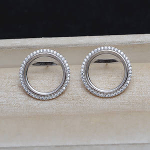 S925 Silver 4892 DIY Accessory Set 14.5mm Pearl <b>Horse</b> Shell Flat Bottom Empty Pendant <b>Earring</b> Holder Jewelry Findings - Product Image 2