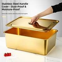 Goldene Edelstahl-Gastronormbehälter Stapelbare Buffet-Lebensmittelaufbewahrung GN-Behälter mit Deckel für Catering, Hotel und Restaurant