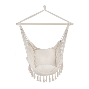 <span class=keywords><strong>Hamaca</strong></span> de algodón de macramé para niños y bebés, columpio con <span class=keywords><strong>dos</strong></span> cojines suaves, columpio colgante para patio y exterior - Product Image 1