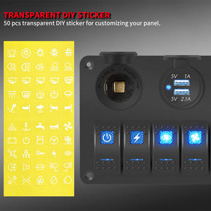 แผงสวิทช์กันน้ำ6แก๊งพร้อมไฟ LED แสดงสถานะ LED สีฟ้าสดใสสำหรับใช้งานกลางคืนบนเรือรถ RV - Product Image 4