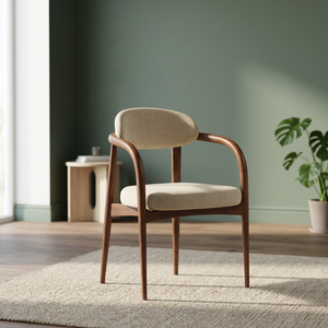 Silla de Comedor Moderna Tapizada en Madera con Asiento y Brazos de Microfibra para Comedores, Hoteles y Hogares - Product Image 2