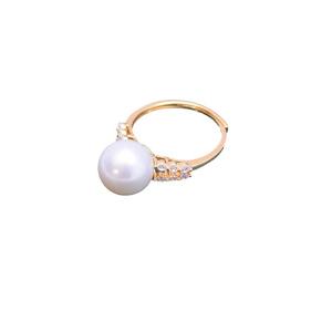 Bague en argent S925 avec perle d'eau douce ronde blanche de 10-11 mm, design simple à ouverture, lumière intense et défauts discrets - Product Image 5