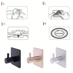 K2041 Waterproof Double Sided Wall <b>Adhesive</b> Metal <b>Hooks</b> Oil-Proof Heavy-Duty Strong Hangers Kitchen Bathroom Living Room Use - Product Image 5