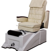 Fauteuil de pédicure de luxe BonnieBeauty, forme œuf moderne, avec massage par pétrissage et revêtement en cuir PU