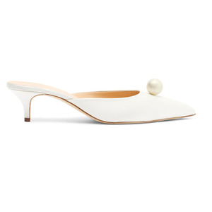 <span class=keywords><strong>Décolleté</strong></span> Slingback 2026 in Raso Bianco con Decorazioni di Perle, Comode Ciabatte con <span class=keywords><strong>Tacco</strong></span> <span class=keywords><strong>Basso</strong></span> per Sposa - Product Image 2