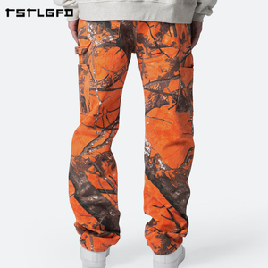 Pantalon en tissu recyclé 100% coton personnalisé pour hommes Baggy Drill empilé Cargo véritable arbre Camouflage chasse charpentier pantalon pour l'automne - Product Image 4