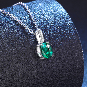 S925 in argento Sterling Moissanite a forma di uovo collana smeraldo da donna trasbordino coltivato rubino zaffiro Moissanite ciondolo - Product Image 3