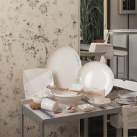 Service de vaisselle en mélamine blanc, imprimé floral, incassable, vente en gros, pièces