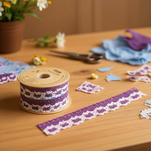 Strisce di pizzo Ilan 2,7 cm x 16 m viola per artigianato e decorazioni - Product Image 2