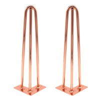 Kaki Meja Mewah Modern Bulat Kaca Baja Krom untuk Meja Makan Kopi Furnitur Logam Model Hairpin Warna Rose Gold