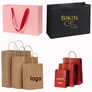 Venta al por mayor Boutique Etiqueta Privada Elegante Lujo Pequeño Negro Rosa Joyería Envoltura de regalo Compras Cartón Bolsa de papel Fabricante