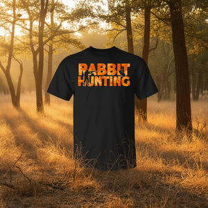 Camiseta Promocional de Caza de Conejos con Camuflaje Naranja Hare Hunter - Product Image 3
