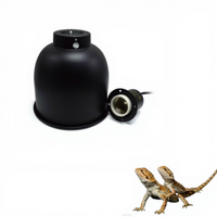 Petpetzone Luminaire en dôme profond réfléchissant pour reptiles en aluminium noir de 5,5 pouces, écologique, pour support d'ampoule en céramique E27