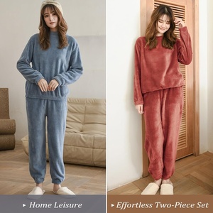 Velvet Women's <strong>Pyjama</strong> <strong>Set</strong> Comfortable Long Sleeve 2-Piece <strong>Fluffy</strong> Homewear Loungewear One Size Women's - Product Image 3