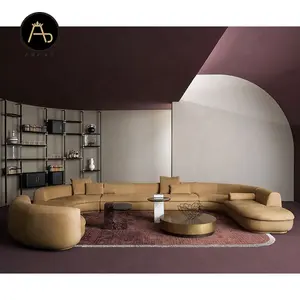 Smart Home Möbel italienisches Design Sofa Set Design Luxus Sofa Wohnzimmer moderne runde Couch Leder Stoff große U-Form Sofas