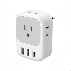 <span class=keywords><strong>TESSAN</strong></span> Adaptateur de prise européenne de type C, 4 prises, 3 ports USB (1 USB-C), 100-240V, protection contre les surintensités, adaptateur de voyage - Product Image 1