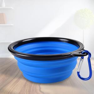 Contenedor de comida para perros de silicona de madera y plástico impermeable plegable, cuencos y comederos para mascotas portátiles para acampar al aire libre, 350ml - Product Image 6