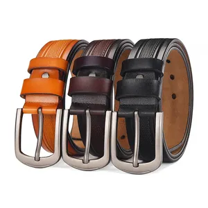 Fabricants de gaufrage simple vintage ceinture en PU à boucle ardillon pour hommes en gros