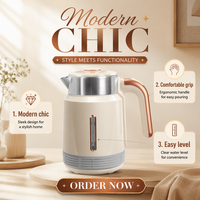 Bouilloire électrique sans fil en acier inoxydable de 1,8 L, 1500 W, à ébullition rapide, avec protection de sécurité, vente en gros