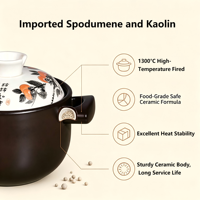 Pot en céramique pour cuisinières à gaz, résistant à la chaleur, anti-fissures, passe au lave-vaisselle, nouveau style chinois, grande capacité, pour faire des soupes et des ragoûts