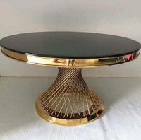 Table basse ronde moderne avec base en acier inoxydable doré, plateau en verre marbré, résistante à la corrosion, meubles de salon pour hôtels