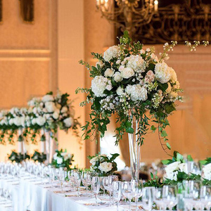Clear Flower Vase 60cm 24" High Quality Clear Table Decoration Modern Tall Glass Flower Vase For Wedding Centerpieces