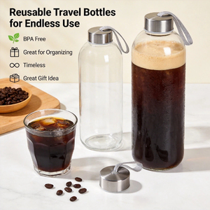 YONGSHINE Bottiglia d'<span class=keywords><strong>Acqua</strong></span> <span class=keywords><strong>in</strong></span> <span class=keywords><strong>Vetro</strong></span> Riutilizzabile 500ml 750ml 1000ml 18oz, <span class=keywords><strong>Vetro</strong></span> Soda-Lime con Coperchio, Logo Personalizzato per Viaggi e Succhi - Product Image 4