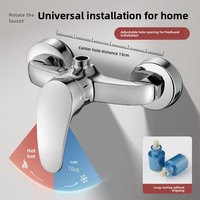Robinet de douche monocommande en cuivre chromé avec kit de pommeau de douche chaud et froid pour baignoire