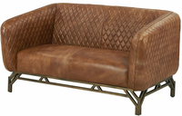 Canapé Chesterfield en cuir de luxe 2 places, revêtement de qualité supérieure avec un design classique, coussins confortables et sophistiqués